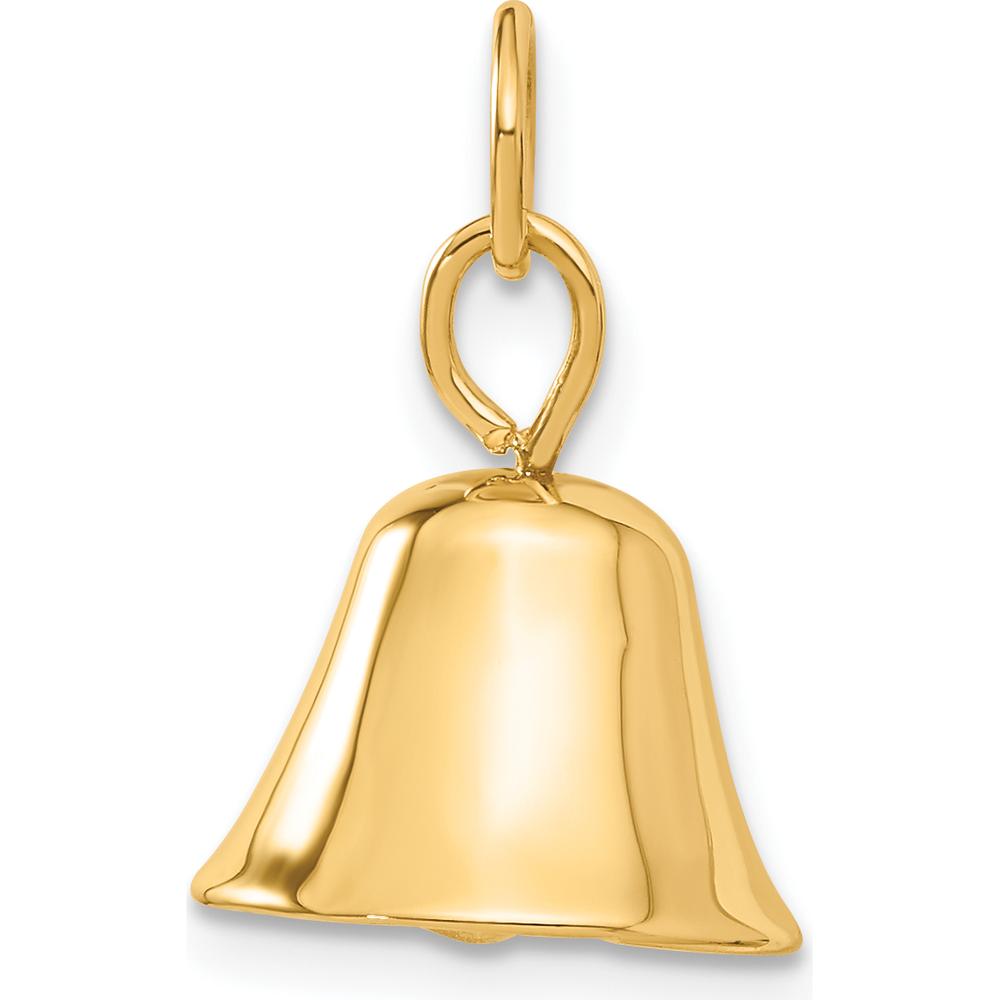 14K Yellow Gold Moveable 3D Wedding Bell Charm - 15mm x 12mm