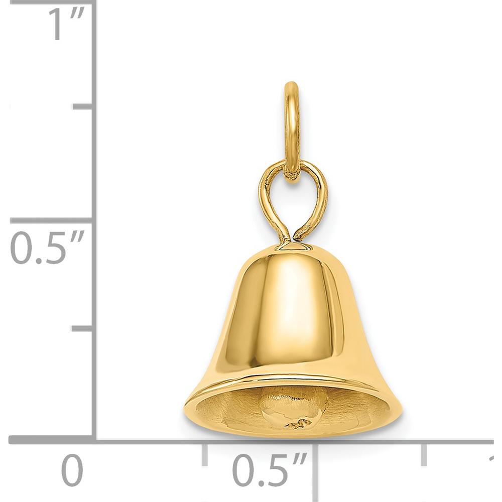 14K Yellow Gold Moveable 3D Wedding Bell Charm - 15mm x 12mm