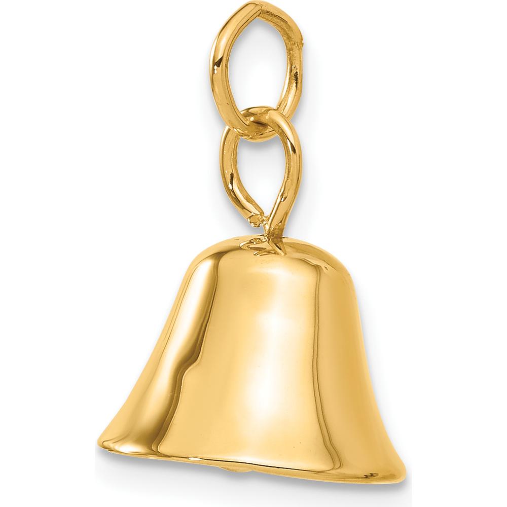 14K Yellow Gold Moveable 3D Wedding Bell Charm - 15mm x 12mm