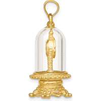 14K Yellow Gold Moveable Clock Charm in Glass Dome with Multi-Colored Enamel Detail by Oro Pregiato