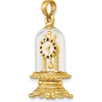 14K Yellow Gold Moveable Clock Charm in Glass Dome with Multi-Colored Enamel Detail by Oro Pregiato