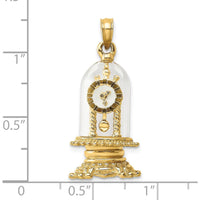 14K Yellow Gold Moveable Clock Charm in Glass Dome with Multi-Colored Enamel Detail by Oro Pregiato