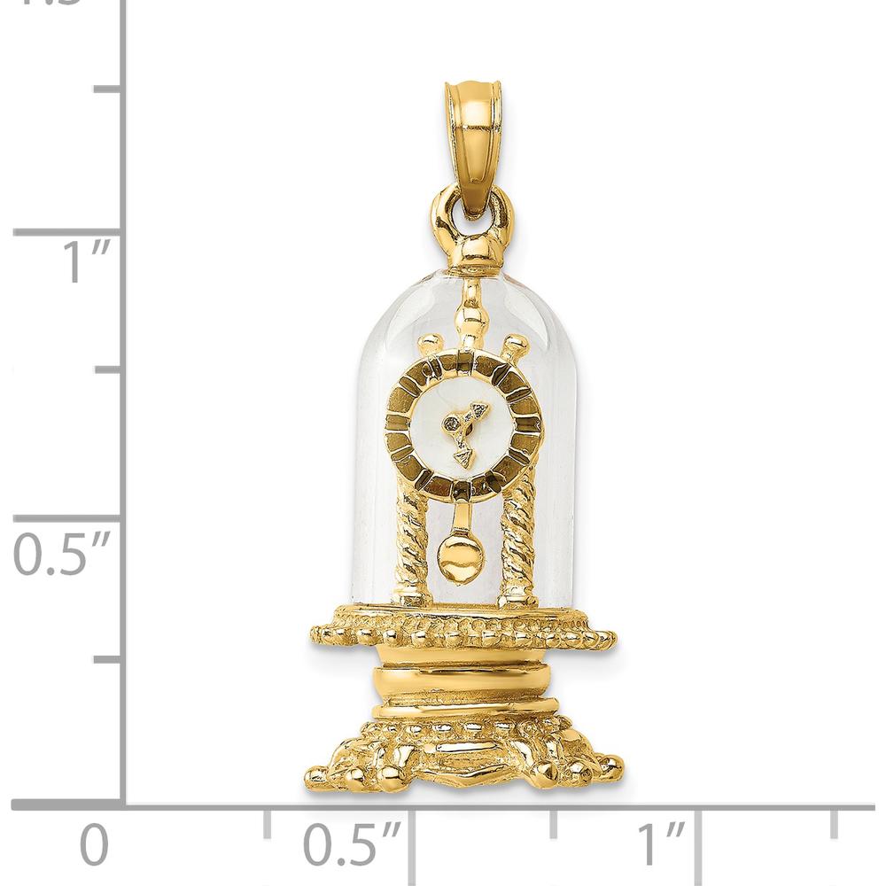 14K Yellow Gold Moveable Clock Charm in Glass Dome with Multi-Colored Enamel Detail by Oro Pregiato