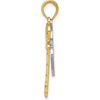 14K Yellow Gold Moveable Filigree Heart Key Lock Charm Pendant by Oro Pregiato
