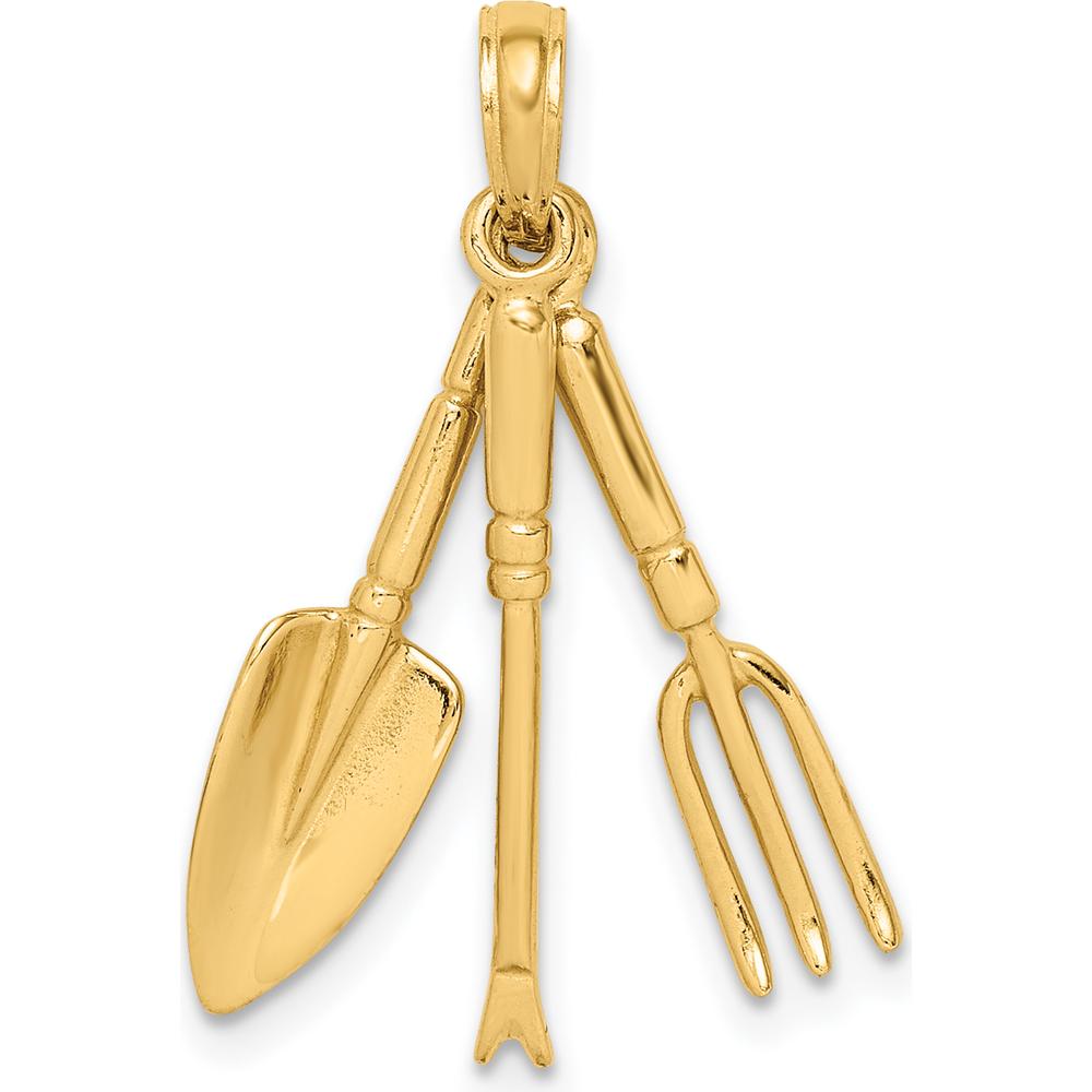 14K Yellow Gold Moveable Garden Hand Tool Charm - Polished Finish by Oro Pregiato