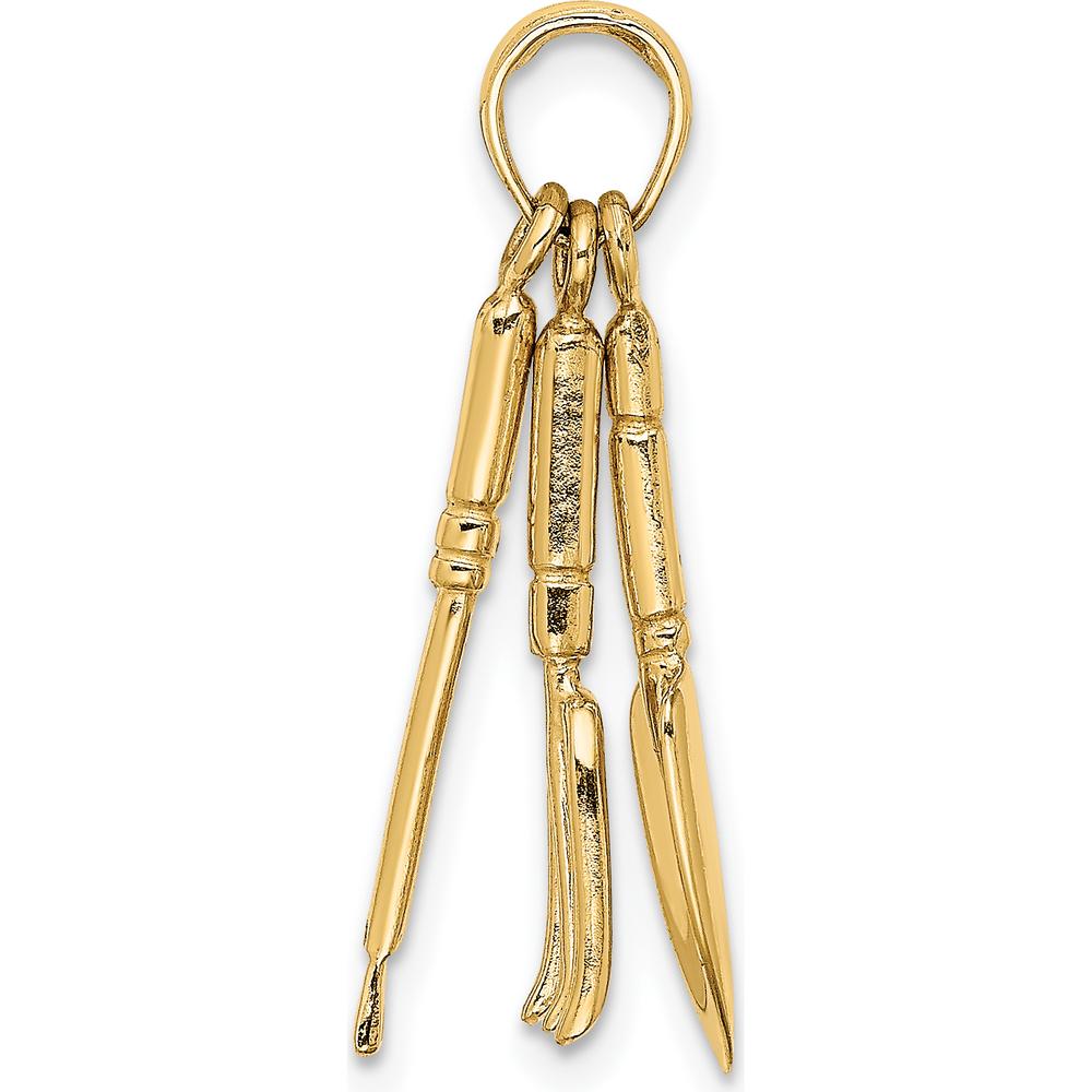 14K Yellow Gold Moveable Garden Hand Tool Charm - Polished Finish by Oro Pregiato