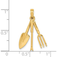 14K Yellow Gold Moveable Garden Hand Tool Charm - Polished Finish by Oro Pregiato