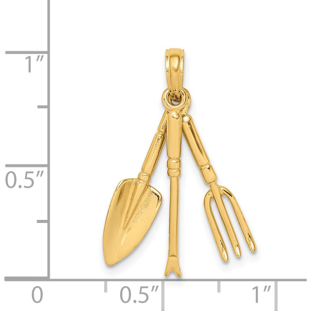 14K Yellow Gold Moveable Garden Hand Tool Charm - Polished Finish by Oro Pregiato