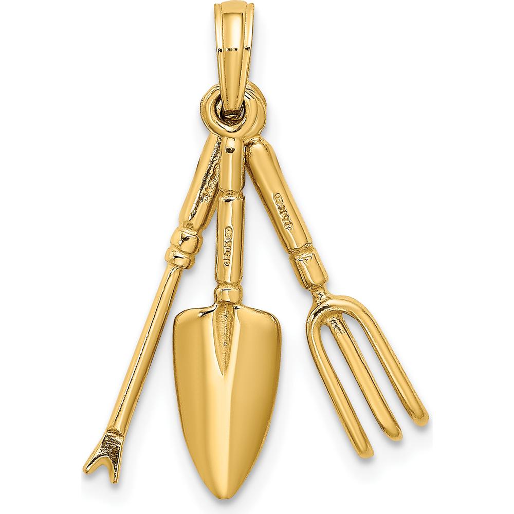 14K Yellow Gold Moveable Garden Hand Tool Charm - Polished Finish by Oro Pregiato