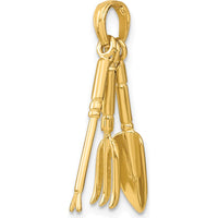 14K Yellow Gold Moveable Garden Hand Tool Charm - Polished Finish by Oro Pregiato