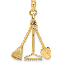 14K Yellow Gold Moveable Garden Tool Charm - 18.8mm Length by Oro Pregiato