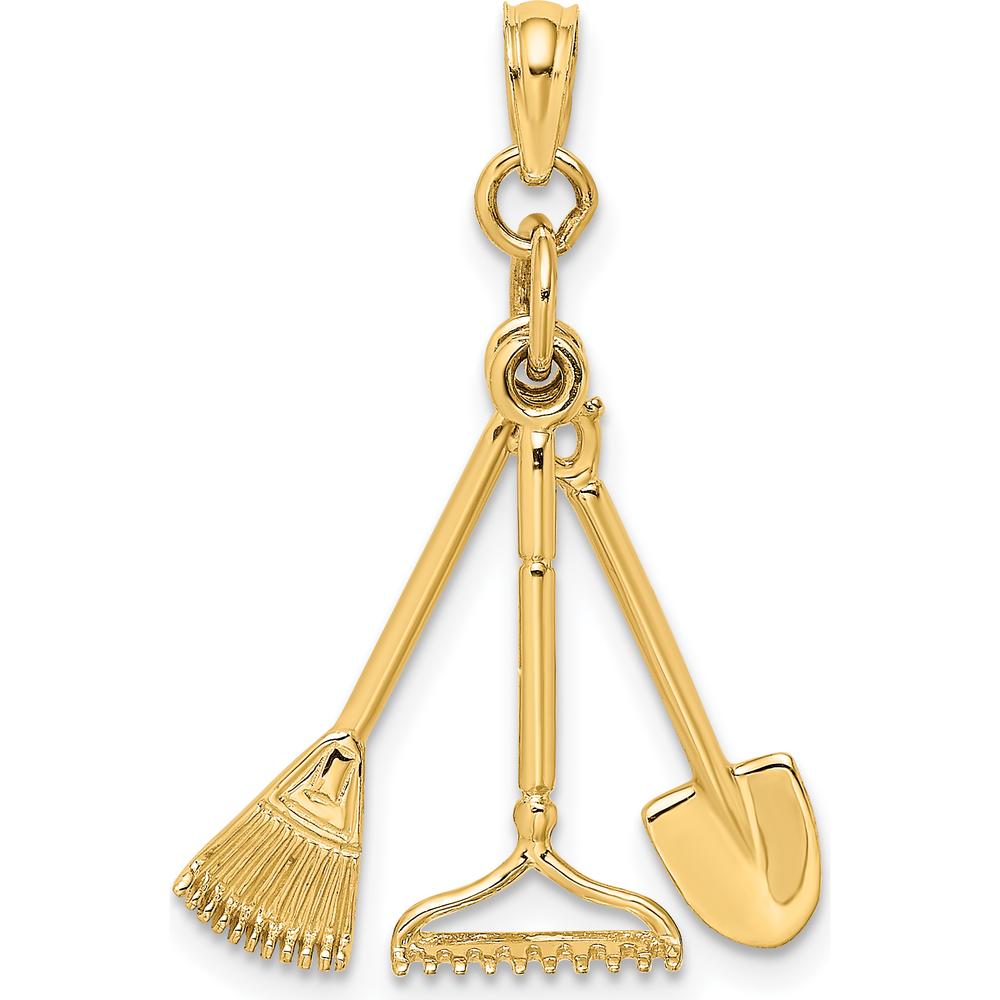 14K Yellow Gold Moveable Garden Tool Charm - 18.8mm Length by Oro Pregiato