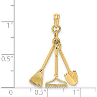 14K Yellow Gold Moveable Garden Tool Charm - 18.8mm Length by Oro Pregiato