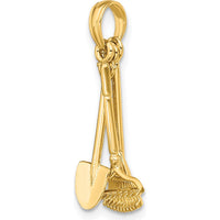 14K Yellow Gold Moveable Garden Tool Charm - 18.8mm Length by Oro Pregiato