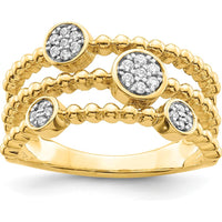 14K Yellow Gold Multi-Band Diamond Ring with Pave Circles - 0.024 Carat Total Diamond Weight by 0