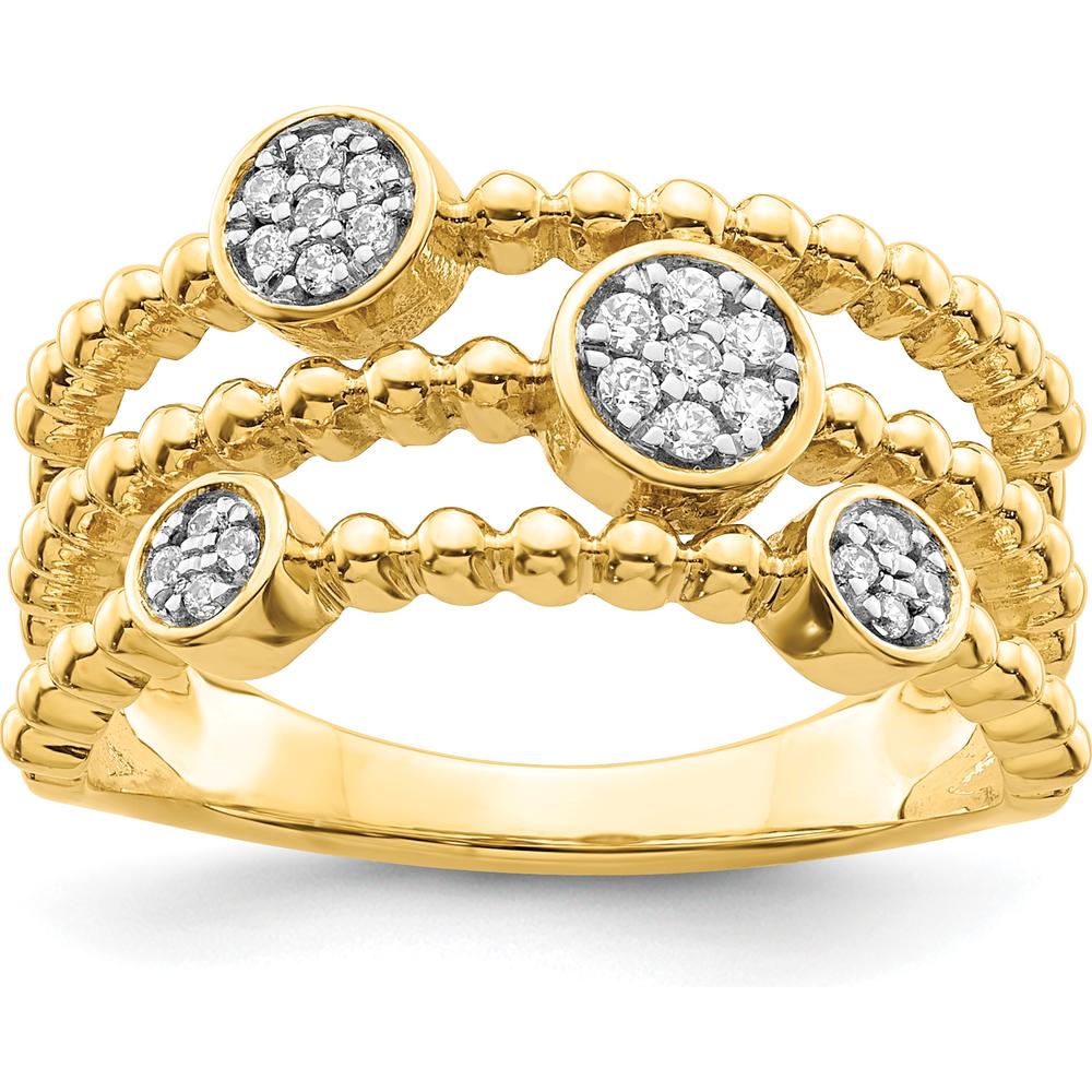 14K Yellow Gold Multi-Band Diamond Ring with Pave Circles - 0.024 Carat Total Diamond Weight by 0