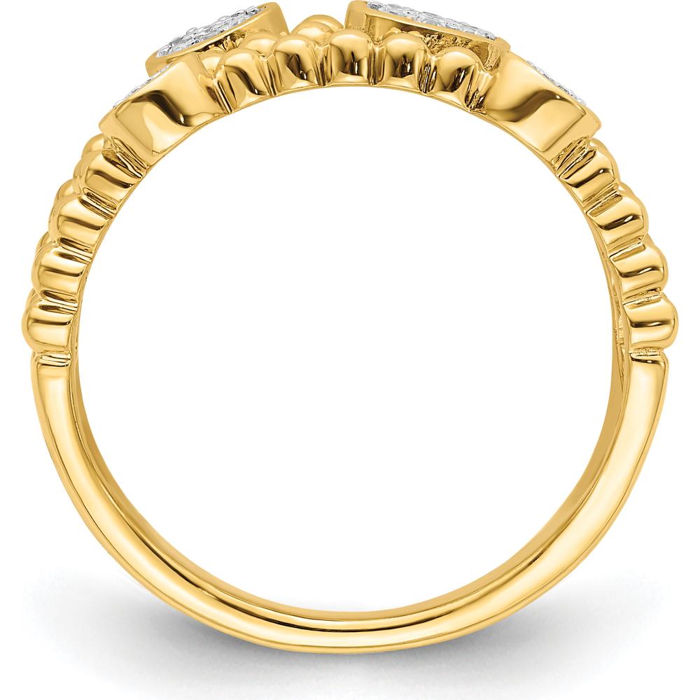 14K Yellow Gold Multi-Band Diamond Ring with Pave Circles - 0.024 Carat Total Diamond Weight by 0