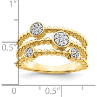 14K Yellow Gold Multi-Band Diamond Ring with Pave Circles - 0.024 Carat Total Diamond Weight by 0