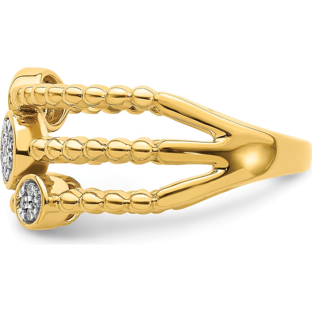 14K Yellow Gold Multi-Band Diamond Ring with Pave Circles - 0.024 Carat Total Diamond Weight by 0