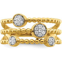 14K Yellow Gold Multi-Band Diamond Ring with Pave Circles - 0.024 Carat Total Diamond Weight by 0