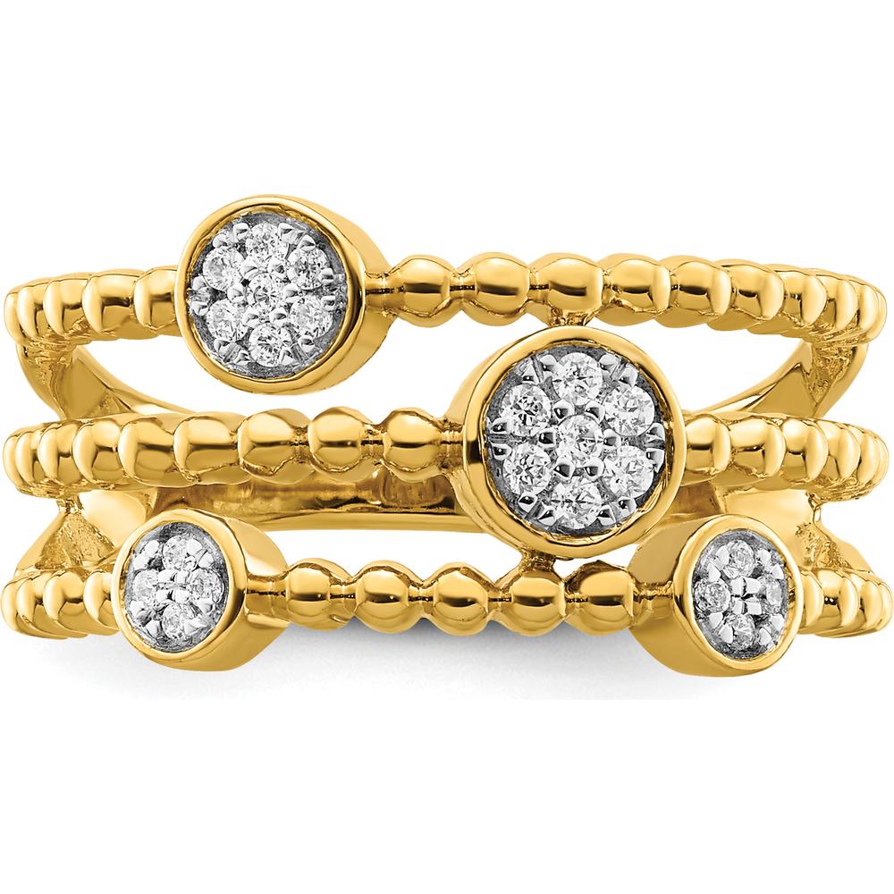 14K Yellow Gold Multi-Band Diamond Ring with Pave Circles - 0.024 Carat Total Diamond Weight by 0