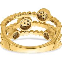 14K Yellow Gold Multi-Band Diamond Ring with Pave Circles - 0.024 Carat Total Diamond Weight by 0