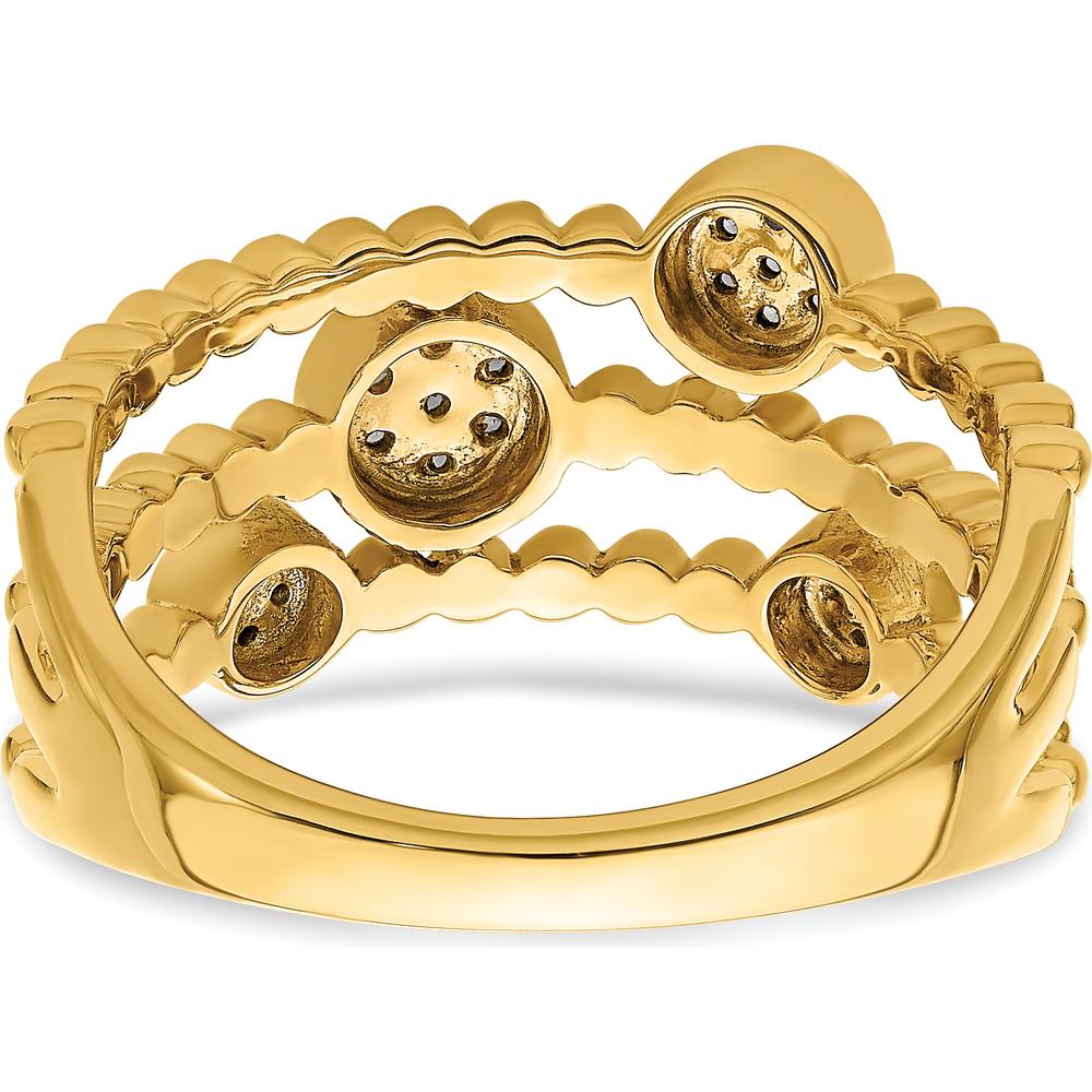 14K Yellow Gold Multi-Band Diamond Ring with Pave Circles - 0.024 Carat Total Diamond Weight by 0
