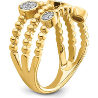 14K Yellow Gold Multi-Band Diamond Ring with Pave Circles - 0.024 Carat Total Diamond Weight by 0