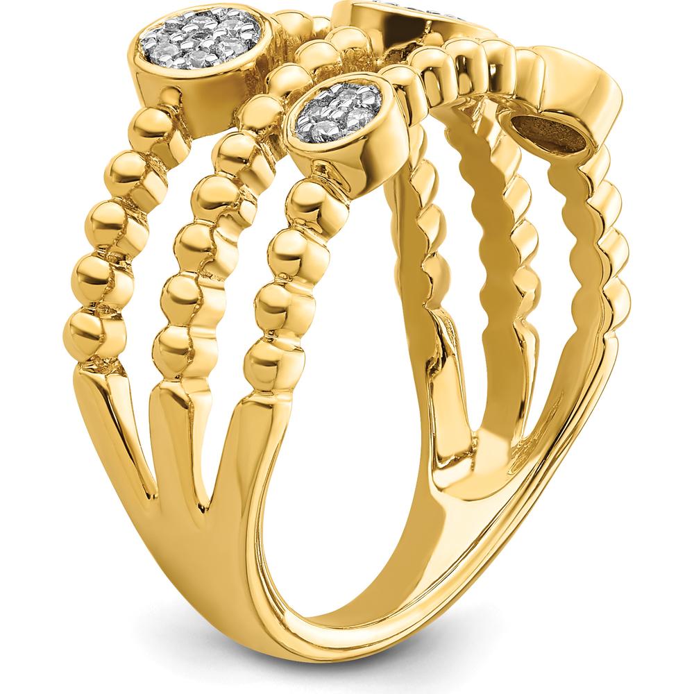 14K Yellow Gold Multi-Band Diamond Ring with Pave Circles - 0.024 Carat Total Diamond Weight by 0
