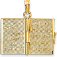 14K Yellow Gold Multi-Color Enamel 3D Butterfly Ecclesiastes Pendant with Moveable Pages by Oro Pregiato