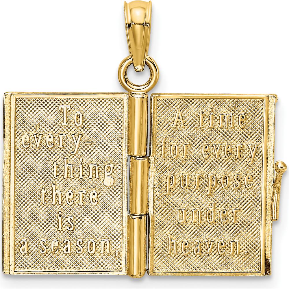 14K Yellow Gold Multi-Color Enamel 3D Butterfly Ecclesiastes Pendant with Moveable Pages by Oro Pregiato