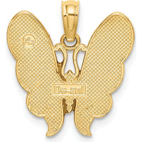14K Yellow Gold Multi-Color Enamel Butterfly Pendant Charm - Vibrant Spring Design by Oro Pregiato