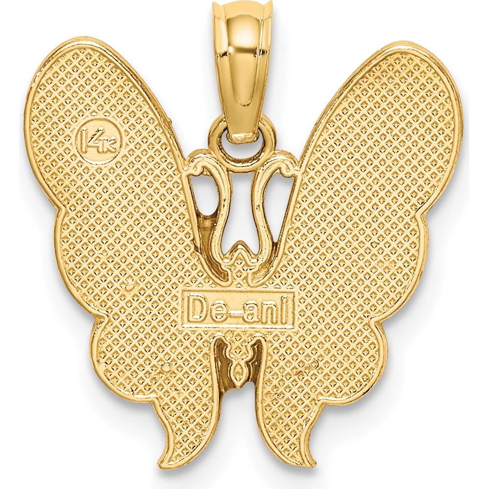 14K Yellow Gold Multi-Color Enamel Butterfly Pendant Charm - Vibrant Spring Design by Oro Pregiato