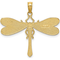 14K Yellow Gold Multi-Color Enamel Dragonfly Charm Pendant - Vibrant Nature-Inspired Design by Oro Pregiato