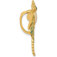 14K Yellow Gold Multi-Color Enamel Dragonfly Omega Slide Pendant with Beaded Detail by 0