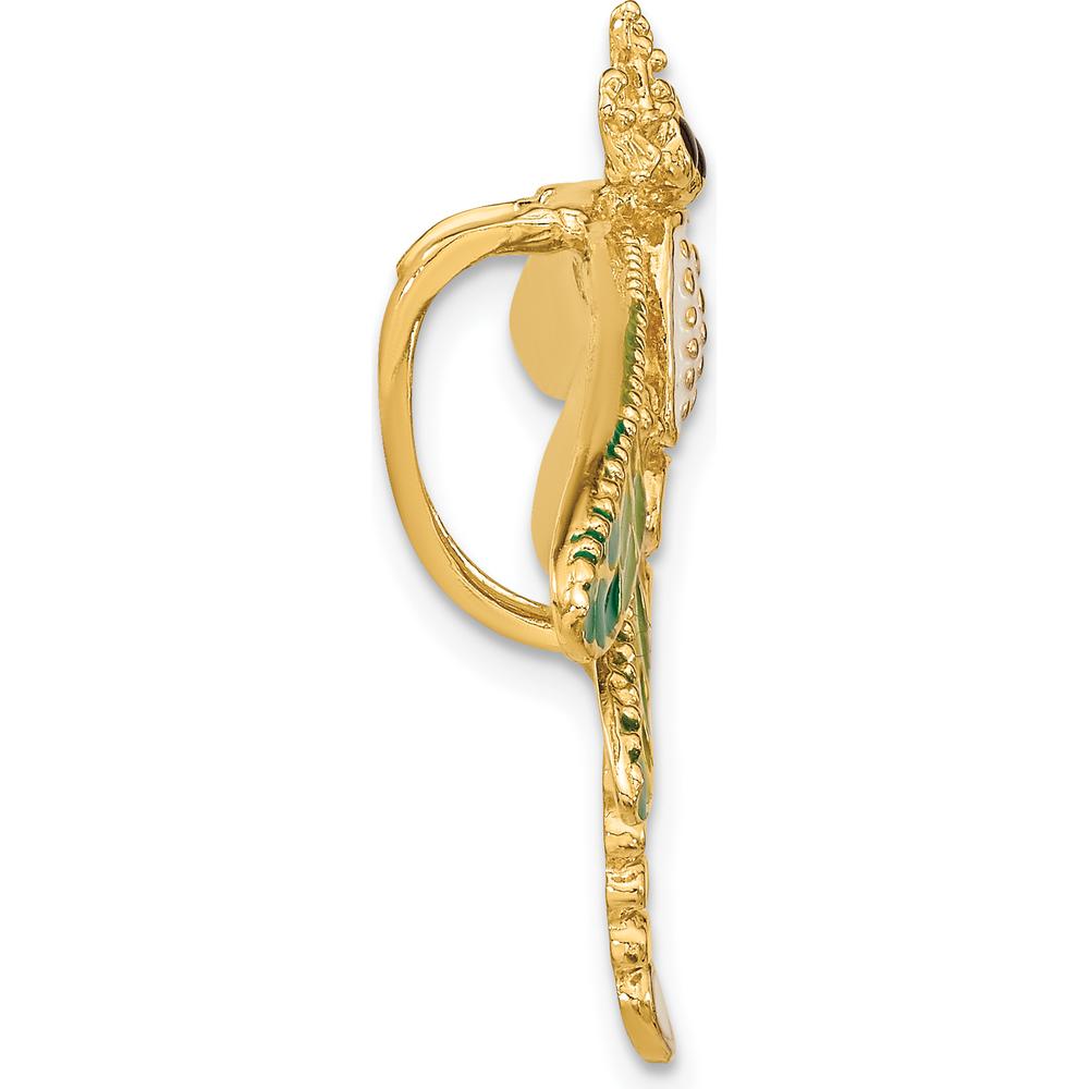 14K Yellow Gold Multi-Color Enamel Dragonfly Omega Slide Pendant with Beaded Detail by 0