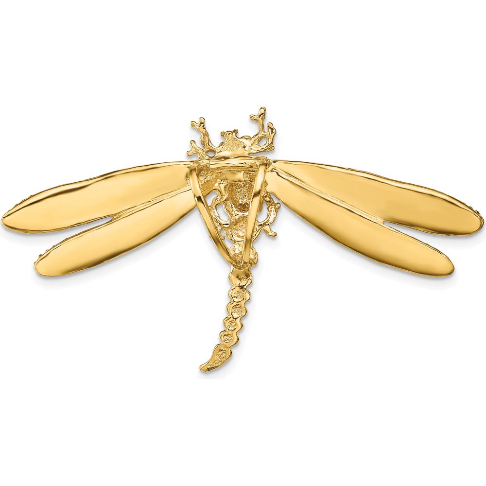 14K Yellow Gold Multi-Color Enamel Dragonfly Omega Slide Pendant with Beaded Detail by 0