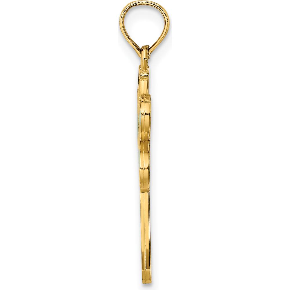 14K Yellow Gold Multi-Color Enamel Dragonfly Pendant Charm by Oro Pregiato