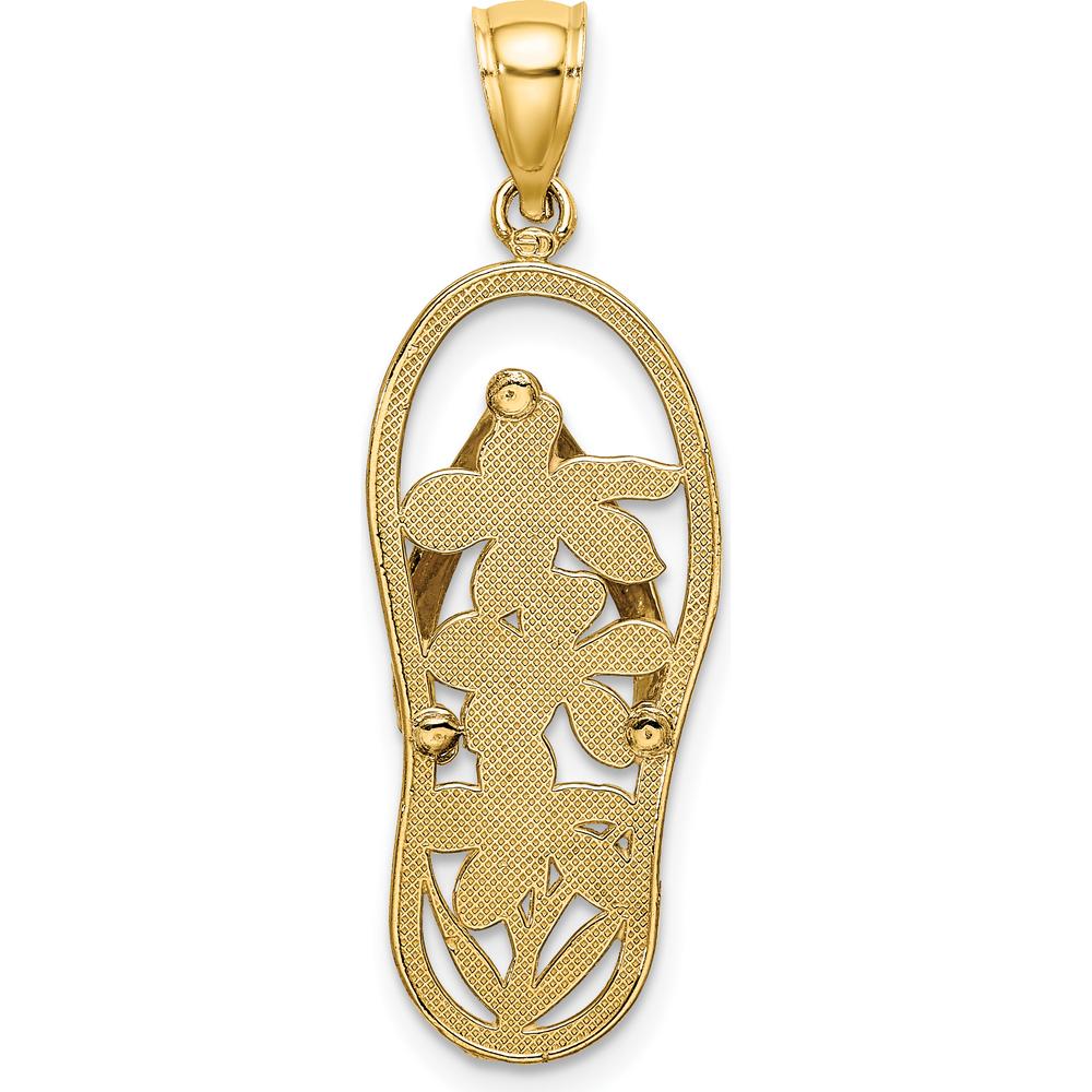 14K Yellow Gold Multi-Color Enamel Flower Flip-Flop Charm Pendant by Oro Pregiato
