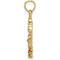 14K Yellow Gold Multi-Color Enamel Garden Charm with "MY GARDEN" Sign - Textured Back Design by Oro Pregiato