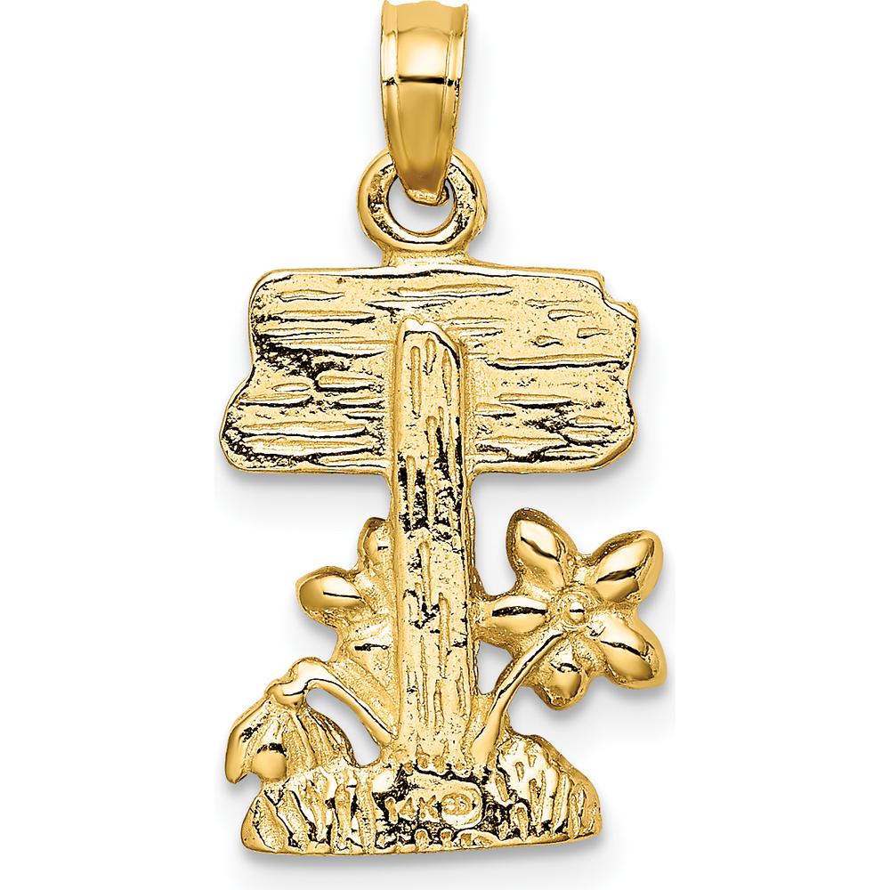 14K Yellow Gold Multi-Color Enamel Garden Charm with "MY GARDEN" Sign - Textured Back Design by Oro Pregiato