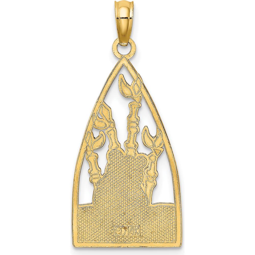 14K Yellow Gold Multi-Color Enamel Panda Bear and Bamboo Charm Pendant - 27.6mm Length by Oro Pregiato