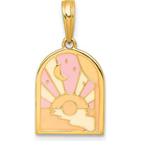 14K Yellow Gold Multi-Color Enamel Sunset and Moon Charm Pendant by Oro Pregiato