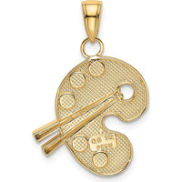14K Yellow Gold Multi-color Enameled Artist Palette Charm with Textured Design by Oro Pregiato