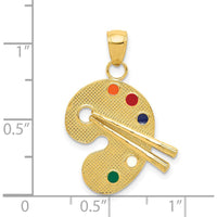 14K Yellow Gold Multi-color Enameled Artist Palette Charm with Textured Design by Oro Pregiato
