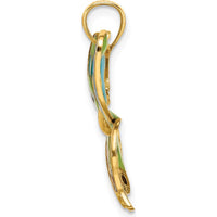 14K Yellow Gold Multi-color Enameled Butterfly Pendant - Vibrant and Polished by Oro Pregiato
