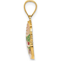 14K Yellow Gold Multi-color Enameled Cheeseburger Charm - 14.7mm Length by Oro Pregiato