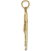 14K Yellow Gold Multi-color Enameled Large Pepperoni Pizza Slice Pendant - Fun Themed Charm by Oro Pregiato