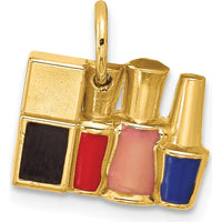 14K Yellow Gold Multi-Color Enameled Nail Polish Bottles Charm by Oro Pregiato