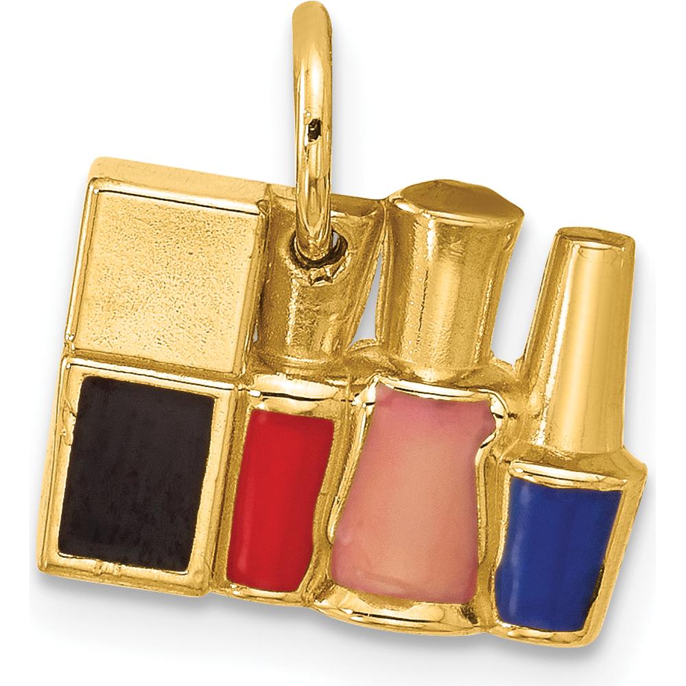 14K Yellow Gold Multi-Color Enameled Nail Polish Bottles Charm by Oro Pregiato